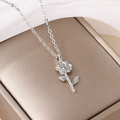 Rose Flower Alloy Pendant Necklaces for Women&nbsp;FS-WGCEB82-01