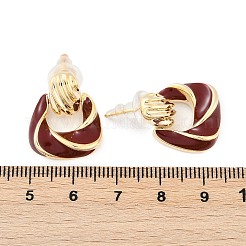 Brass Enamel Stud Earrings&nbsp;EJEW-P301-08G
