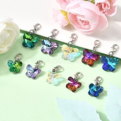 10Pcs Glass Butterfly Pendant Decorations&nbsp;HJEW-JM03515-02