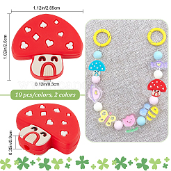 20Pcs 2 Colors Mushroom Food Grade Eco-Friendly Silicone Beads&nbsp;SIL-CP0001-03