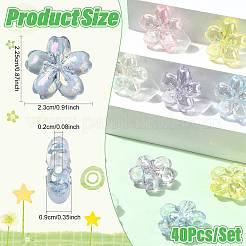 40Pcs 5 Colors UV Plating Transparent Acrylic Beads&nbsp;OACR-FS0002-86
