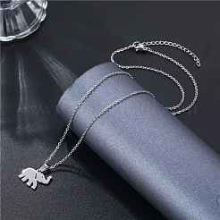 Elephant Stainless Steel Pendant Necklaces&nbsp;PW-WGA5274-01