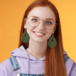 4 Pairs 4Colors Wood Dangle Earrings for Women&nbsp;EJEW-AN0003-93
