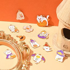 60Pcs 12 Styles Light Gold Tone Alloy Enamel Pendants&nbsp;ENAM-CJ0003-99