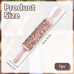 Snowflake Pattern Wood Rolling Pin&nbsp;AJEW-WH0481-657