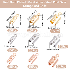 135Pcs 9 Styles 304 Stainless Steel Folding Crimp Ends&nbsp;STAS-BBC0010-36