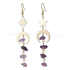 Moon & Sun & Star Brass Asymmetrical Earrings&nbsp;EJEW-JE05461
