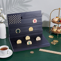 Wooden Commemorative Coin Organizer Slotted Display Stands&nbsp;ODIS-WH0086-228B