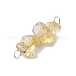 10Pcs 5 Styles Constellation Natural Smoky Quartz & Rose Quartz & Golden Sheen Obsidian & White Moonstone & Aquamarine Copper Wire Wrapped Chip Beaded Connector Charms&nbsp;PALLOY-JF02905-12