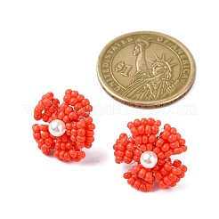 Daisy Glass Seed Beaded Stud Earrings&nbsp;EJEW-MZ00334-05