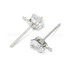 SHEGRACE Brass Clear Cubic Zirconia Teardrop Stud Earring Findings&nbsp;XGR0104P-116P