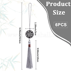 6Pcs Flat Round Wood Pendant Decorations&nbsp;AJEW-CP0010-44A
