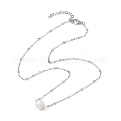 Round Natural Cultured Freshwater Pearl Pendant Necklaces&nbsp;NJEW-JN04965