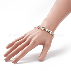 Glass & Shell Pearl Bead Bracele&nbsp;BJEW-TA00180-01