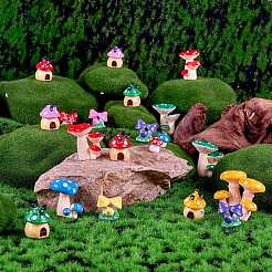 32Pcs 16 Style 3D Mushroom Resin Display Ornaments&nbsp;DJEW-SZ0001-06