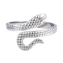 Non-Tarnish 304 Stainless Steel Snake Open Cuff Ring&nbsp;RJEW-N040-21