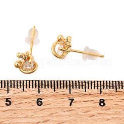 Brass Micro Pave Clear Cubic Zirconia Stud Earring&nbsp;EJEW-C158-15B-G