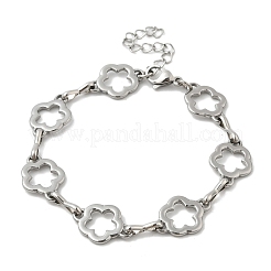 304 Stainless Steel Flower Link Chains Bracelets for Men & Women&nbsp;BJEW-D042-42P