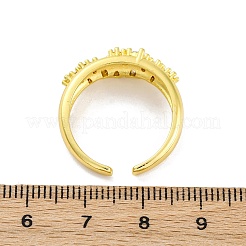 Brass Micro Pave Clear Cubic Zirconia Cuff Rings for Women&nbsp;RJEW-Q009-04G