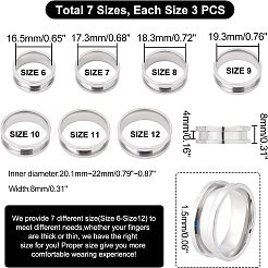 21Pcs 7 Size 201 Stainless Steel Grooved Finger Ring for Women&nbsp;RJEW-DC0001-08
