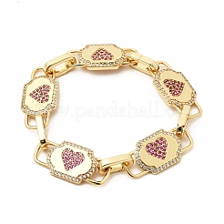 Brass Micro Pave Cubic Zirconia Link Chain Bracelets for Women&nbsp;BJEW-H639-14G