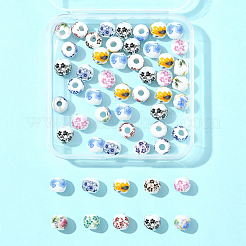 56Pcs Floral Printed Porcelain Beads&nbsp;PORC-FS0001-09