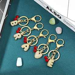 Brass Micro Pave Clear Cubic Zirconia Letter Pendant Keychain&nbsp;KEYC-SW00015-Y