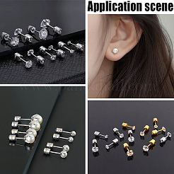 20Pcs 2 Colors 304 Stainless Steel Micro Pave Clear Cubic Zirconia Ear Nuts&nbsp;EJEW-BBC0001-68