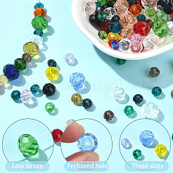 Faceted Rondelle Transparent Glass Beads&nbsp;GLAA-YW0004-13A