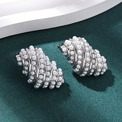 Brass Conch Stud Earrings&nbsp;EJEW-H165-01C-P