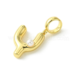 Rack Plating Brass with ABS Plastic Pearl European Dangle Charms&nbsp;KK-G501-02Y-G