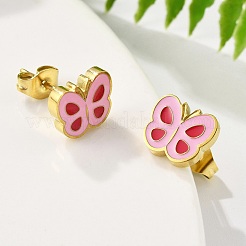 304 Stainless Steel Enamel Stud Earrings&nbsp;STAS-E502-01G-01