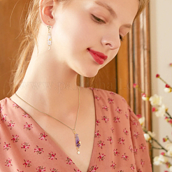12Pcs 6 Styles Natural Amethyst & Rose Quartz Pointed Copper Wire Wrapped Faceted Bullet Big Pendants&nbsp;PALLOY-FH00151