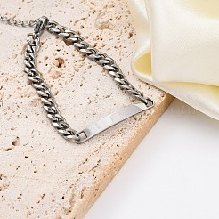 304 Stainless Steel Curb Chains Link ID Bracelets&nbsp;BJEW-K265-03P