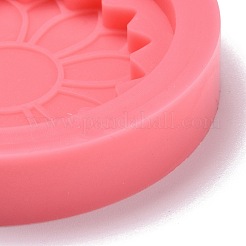 Flat Round with Flower Pattern Badge Silicone Molds&nbsp;LS-DIY-F109-03