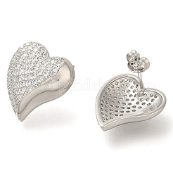 Brass Pave Clear Cubic Zirconia Stud Earrings&nbsp;EJEW-M088-08P