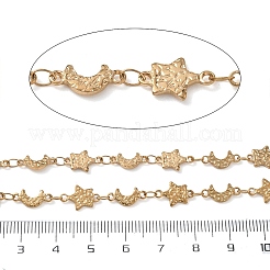 Hammered 304 Stainless Steel Moon & Star Link Chains&nbsp;SA-CBA21A8-01G-01
