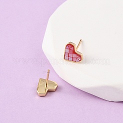 Brass Enamel Heart Stud Earrings&nbsp;EJEW-I322-06G