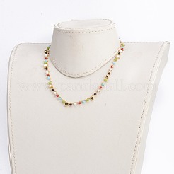 Rondelle Glass Charm Necklaces and Bracelets Jewelry Sets&nbsp;SJEW-JS01151