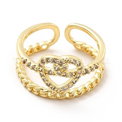 Clear Cubic Zirconia Heart Knot Open Cuff Ring&nbsp;KK-H439-26G