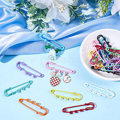 26Pcs 13 Colors Spray Painted Iron Brooch Findings&nbsp;IFIN-SC0002-06