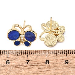Butterfly Brass Micro Pave Clear Cubic Zirconia Stud Earrings&nbsp;EJEW-C173-01G