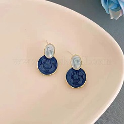 Alloy Enamel Oval with Flat Round Stud Earrings&nbsp;FS-WG20C5F-01