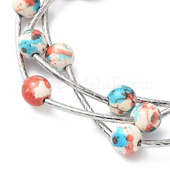 6Pcs 6 Colors Round Synthetic Turquoise Beads Multi-strand Bracelets for Women&nbsp;BJEW-JB12335