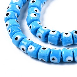 Handmade Evil Eye Lampwork Beads Strands&nbsp;LAMP-WH0006-05D