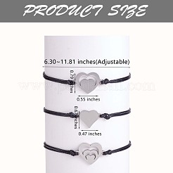 3Pcs 3 Style 430 Stainless Steel Heart Link Bracelets Set&nbsp;JB724A