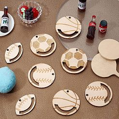 20Pcs 5 Styles Hollow Wooden Pendants&nbsp;WOOD-CA0001-54