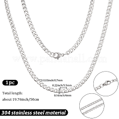 1Pc 304 Stainless Steel Cuban Link Chain Necklaces for Men Women&nbsp;NJEW-BM0001-08B