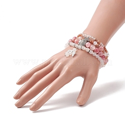 4Pcs 4 Style Natural Mixed Gemstone Beaded Stretch Bracelets Set&nbsp;BJEW-JB09263