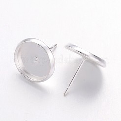 Brass Stud Earring Settings&nbsp;LS-IFIN-Q006-10mm-S-NF